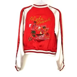 RARE Seven7 Express HAWAII reversible satin bomber